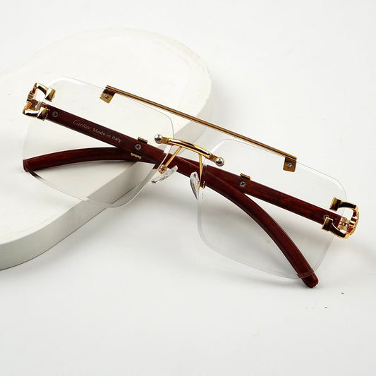 Panther Style Transition Sunglasses – UV400 Rimless Rectangle