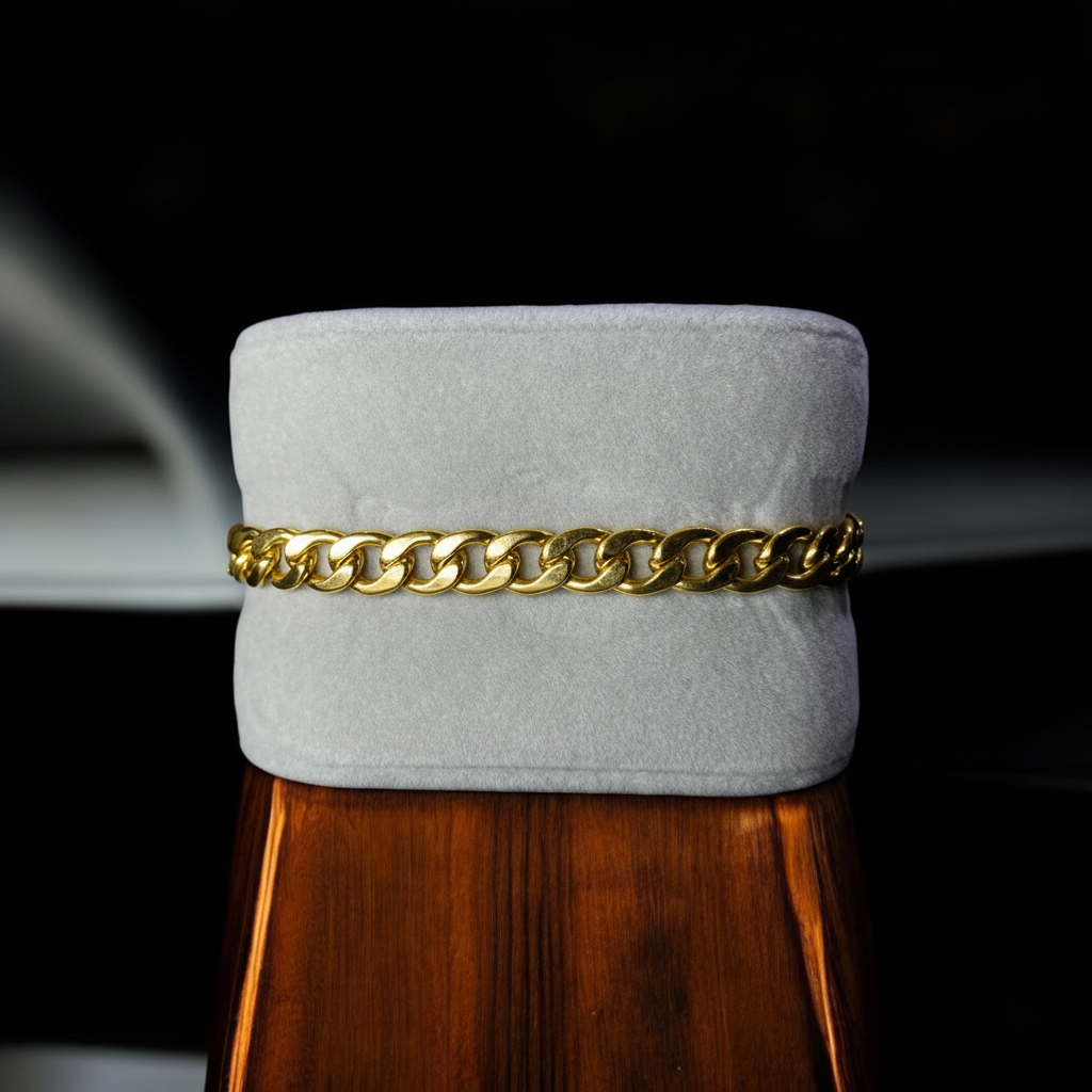 Gold Chain Bracelet on Stand