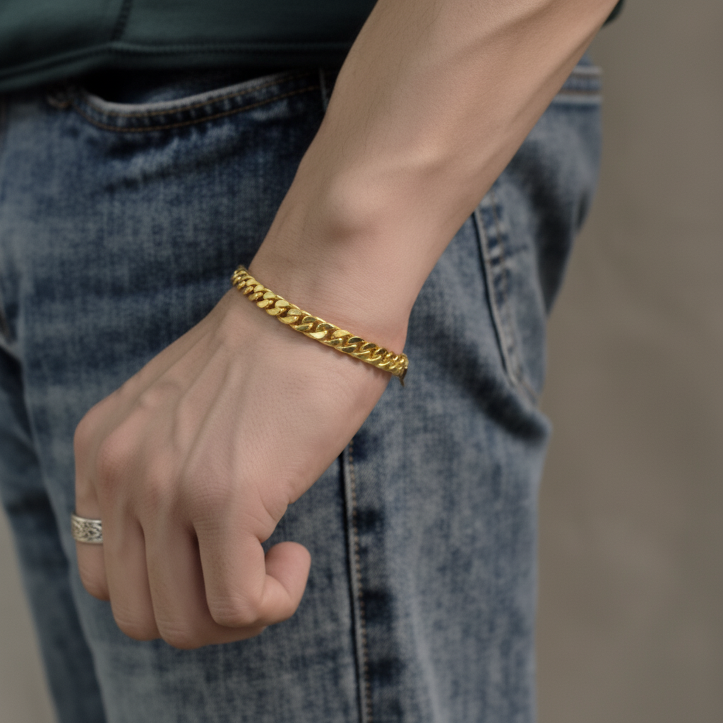 Gold Chain Bracelet on Wrist
