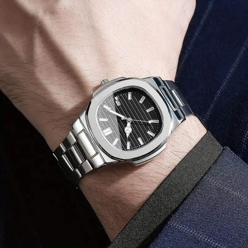 Simple Temperament Square Scale Calendar Dial High-end Trendy Quartz Wristwatch
