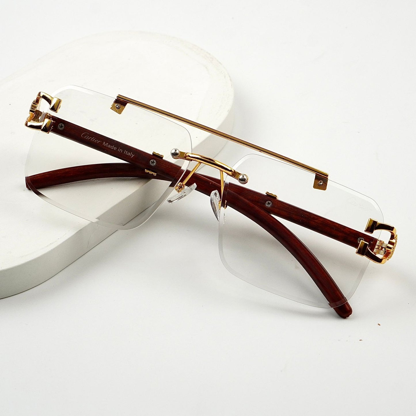 Panther Style Transition Sunglasses – UV400 Rimless Rectangle