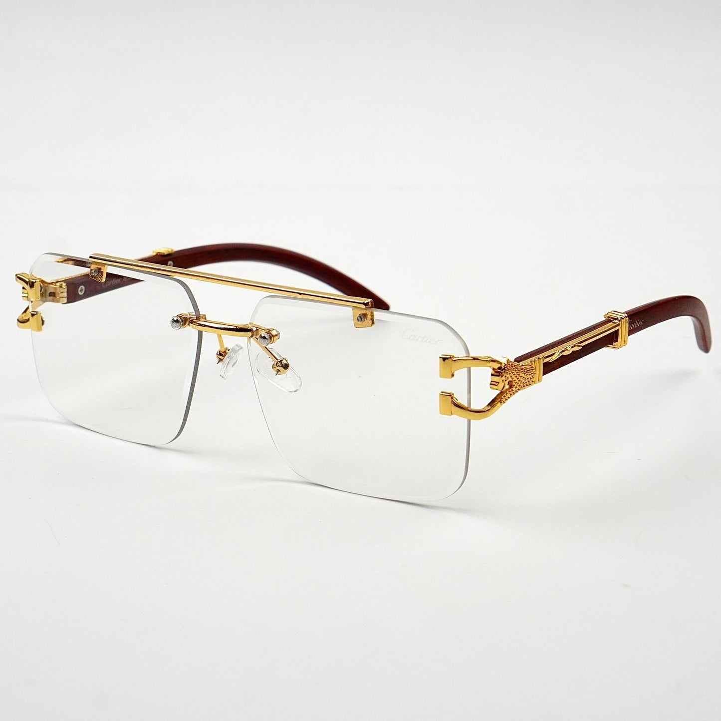 Panther Style Transition Sunglasses – UV400 Rimless Rectangle