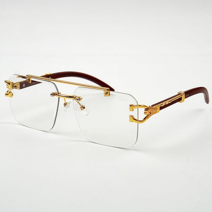 Panther Style Transition Sunglasses – UV400 Rimless Rectangle