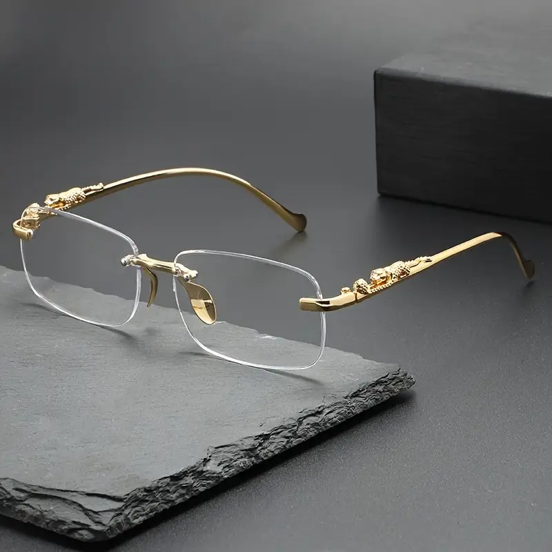 Fashionable Leopard Print Rimless Square Sun Glasses