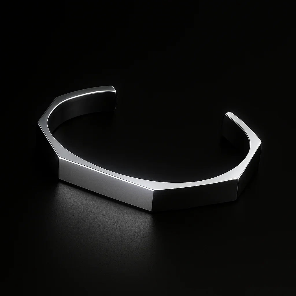 Stainless Steel Hexagon Adjustable Cuff Bangle 2 Sets